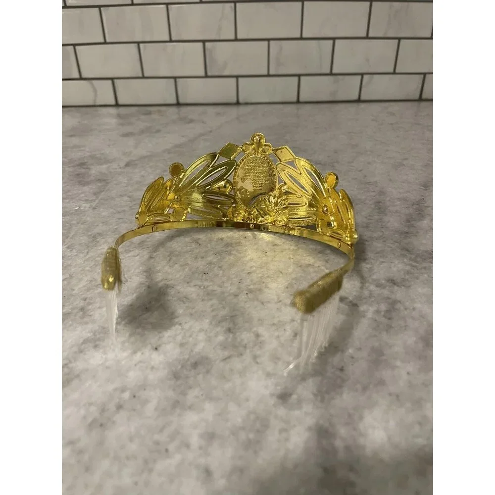 Disney‎ Store Princess Tiara Gold Lotus Flower Crown Green Jewels Kids Roleplay